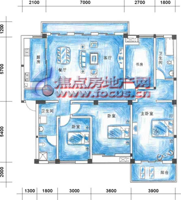 武汉南国风华天城南国风华天城2期4室 2厅 2卫 1厨 162.74平方米户型高清大图